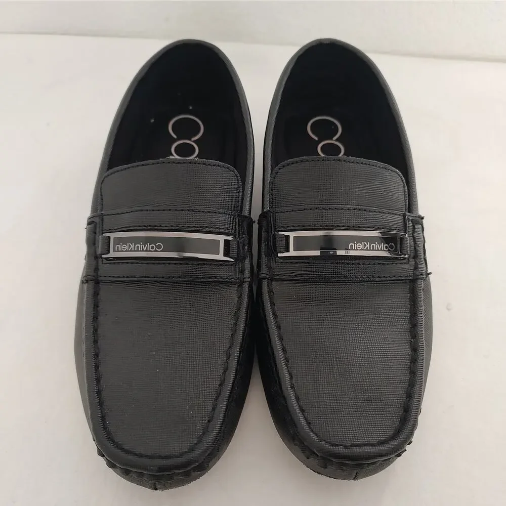 Calvin Klein Merve Men's Driving Loafer Size 7.5 Black Moc Toe Slip Ons 34F9189